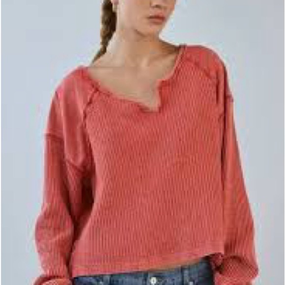 Altar'd State Tops - Altar'd State Distressed Oversized V-Neck